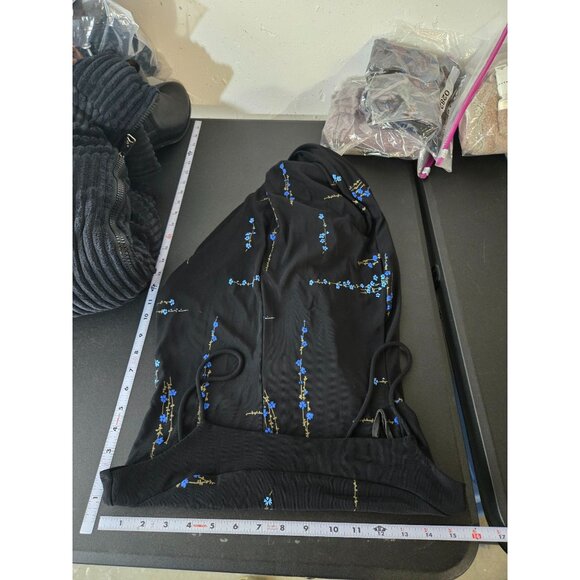 PS Per Seption Black Dark Floral Floral Maxi Dress Large Y2K Whimsigoth Fairy - Picture 7 of 9